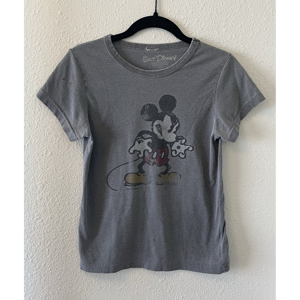 Walt Disney Classic Collection T-Shirt Baby Tee Size M Mickey Mouse Gray